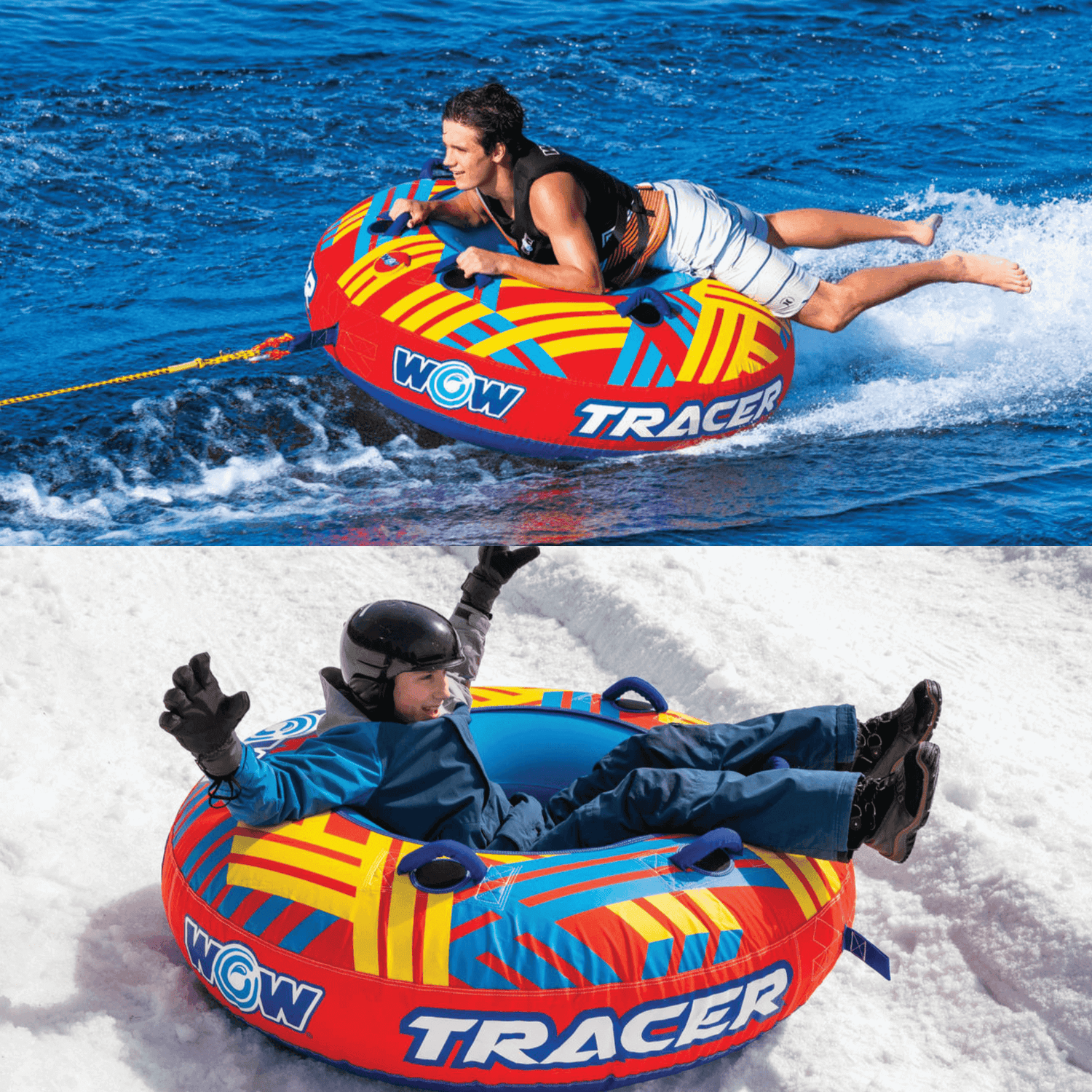 WOW Watersports Tracer Snow Tube Towable for Summer &amp; Winter Action Jupiter Gear Home