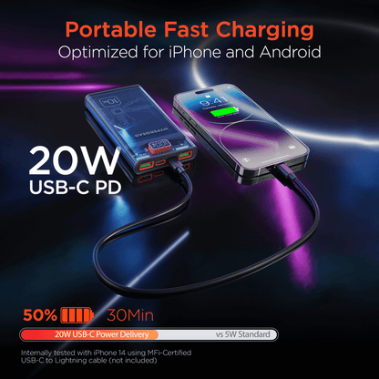 HyperGear ClearCharge 10000mAh Transparent PD Power Bank Jupiter Gear Home