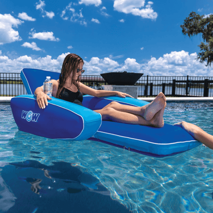WOW Watersports Modern Lounger Pool Float with Cup Holder and Reclining Back Jupiter Gear Home