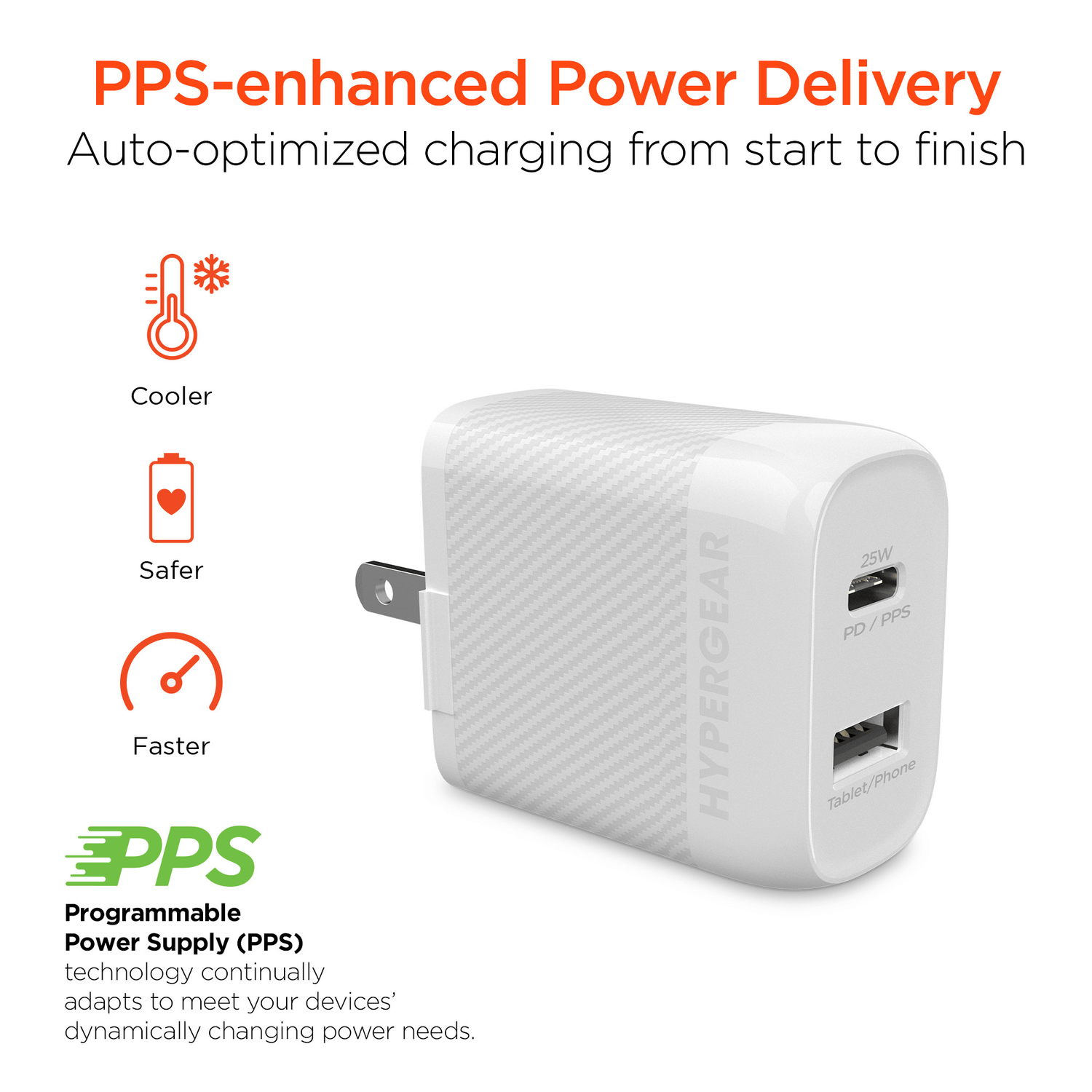 HyperGear SpeedBoost 25W USB-C PD + 12W USB Fast Wall Charger with PPS and 6ft MFi Lightning Cable Jupiter Gear Home