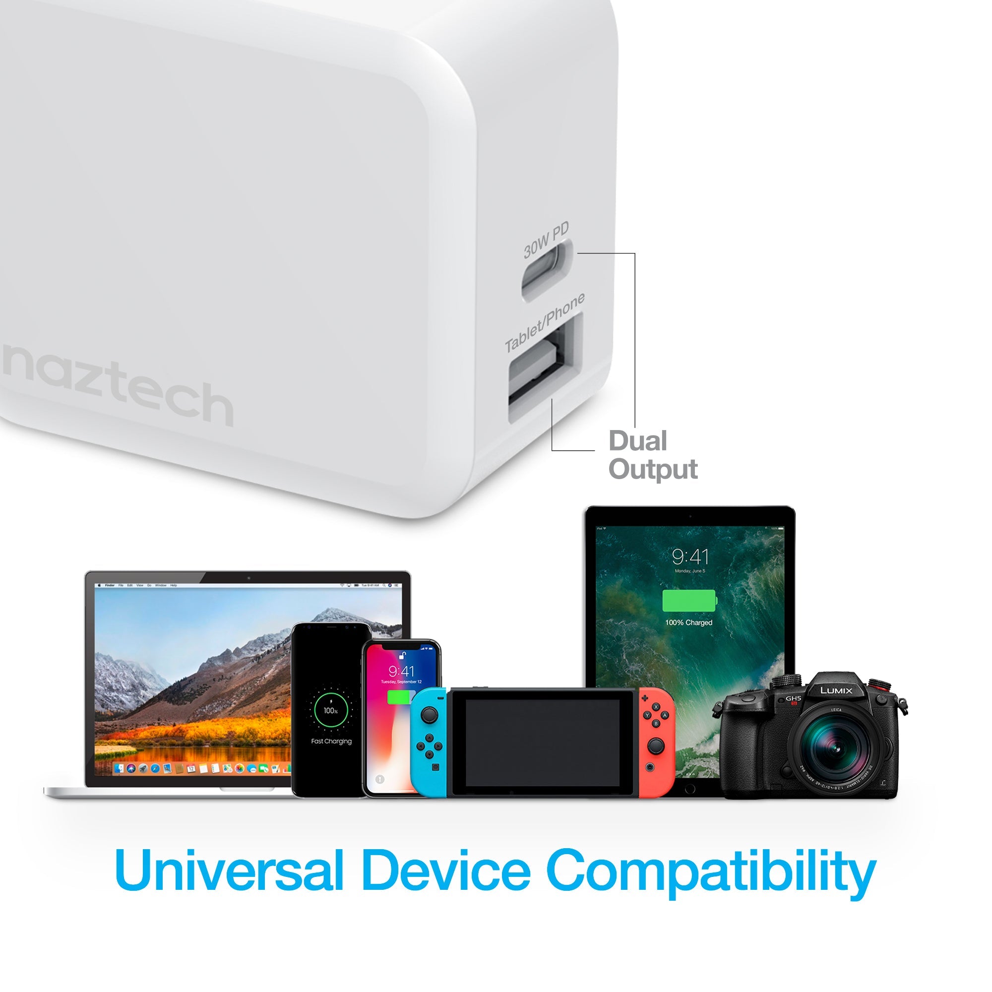 Naztech 30W USB-C PD Dual Output Fast Wall Charger Jupiter Gear Home