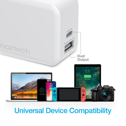 Naztech 30W USB-C PD Dual Output Fast Wall Charger Jupiter Gear Home