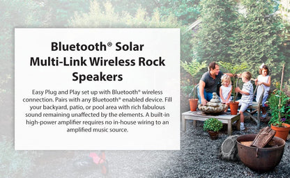 SoundPro 1-Pair Bluetooth Multi-Link Solar Rechargeable Wireless Rock Speakers Jupiter Gear Home