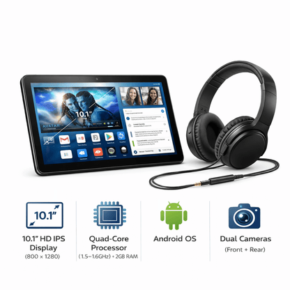 Emerson 10.1" Tablet Combo with Headphones and USB Keyboard Black - Refurbished Jupiter Gear Home