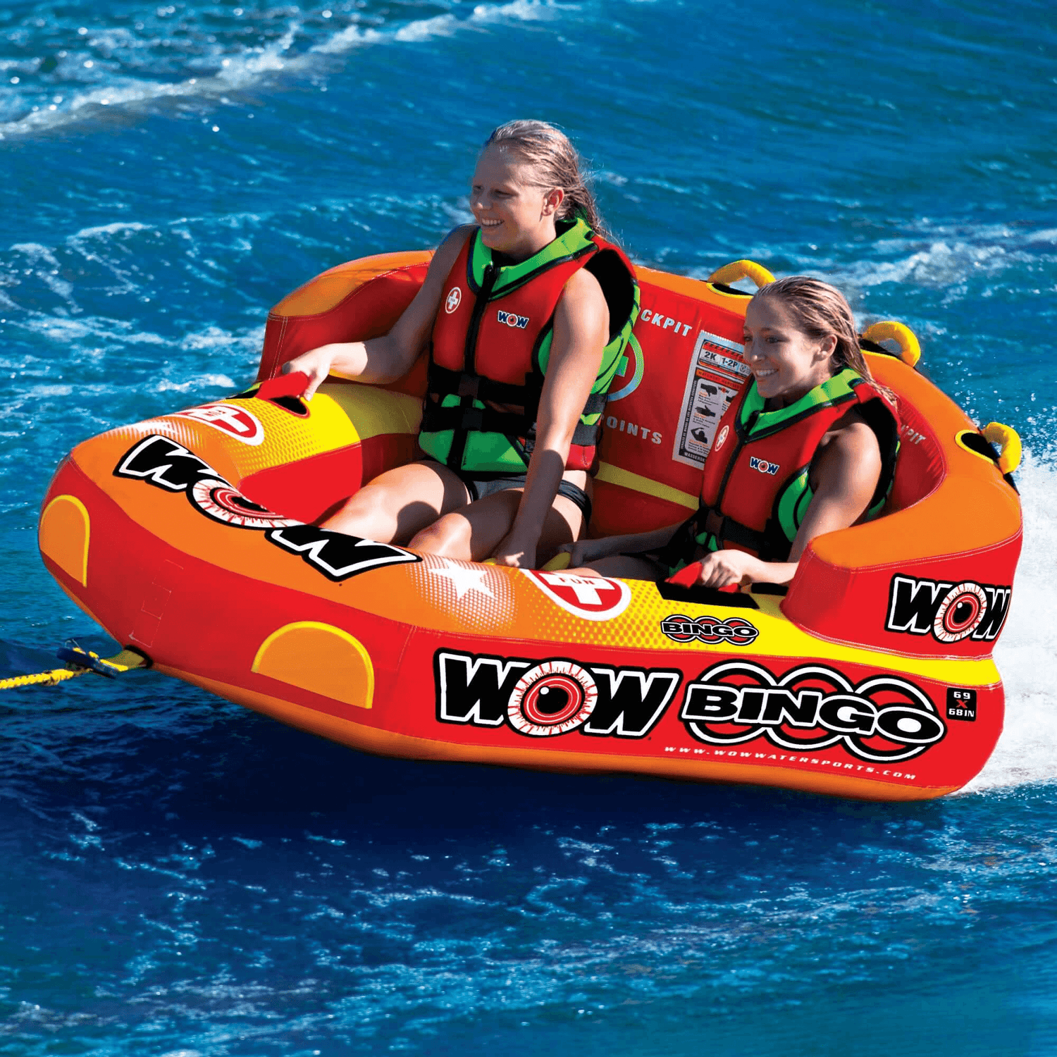 WOW Watersports Bingo 1-2 Person Cockpit Ski Tube with Secured Seating Jupiter Gear Home