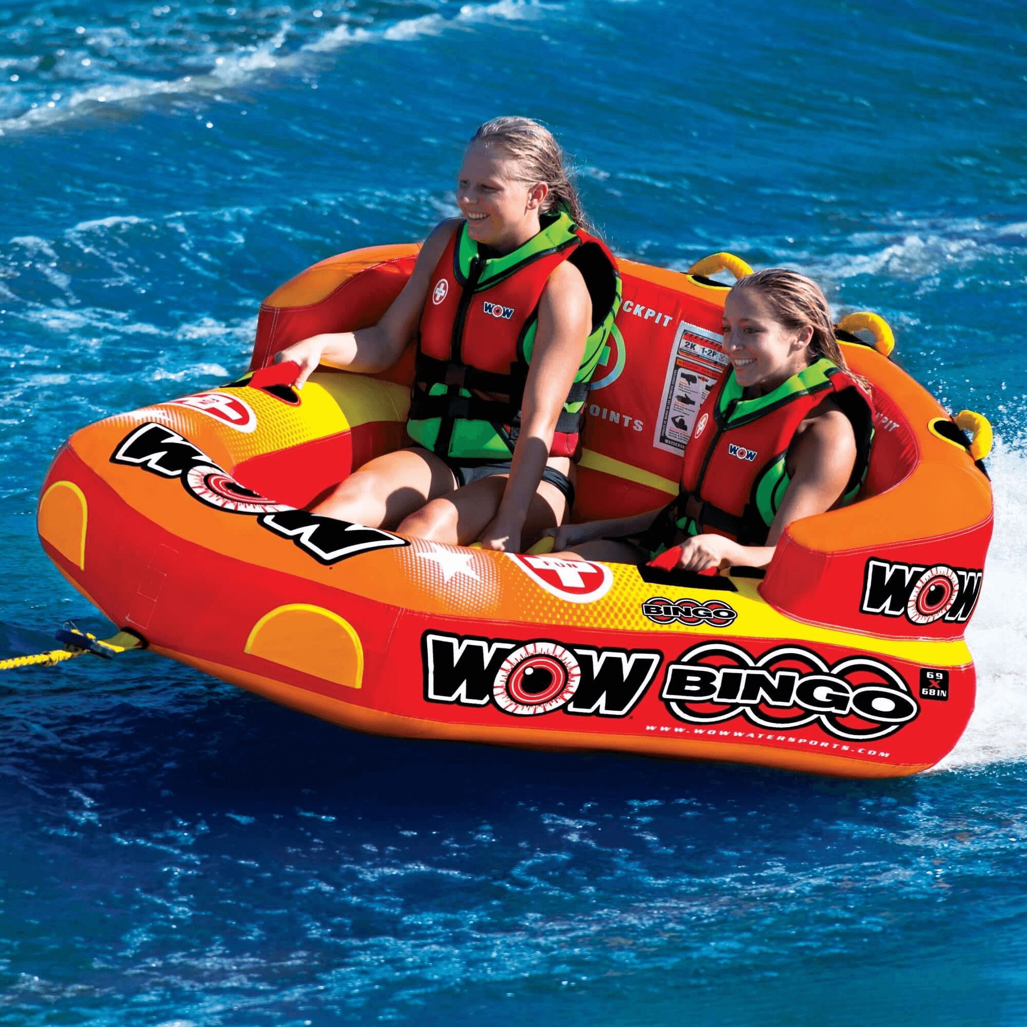 WOW Watersports Bingo 1-2 Person Cockpit Ski Tube with Secured Seating Jupiter Gear Home