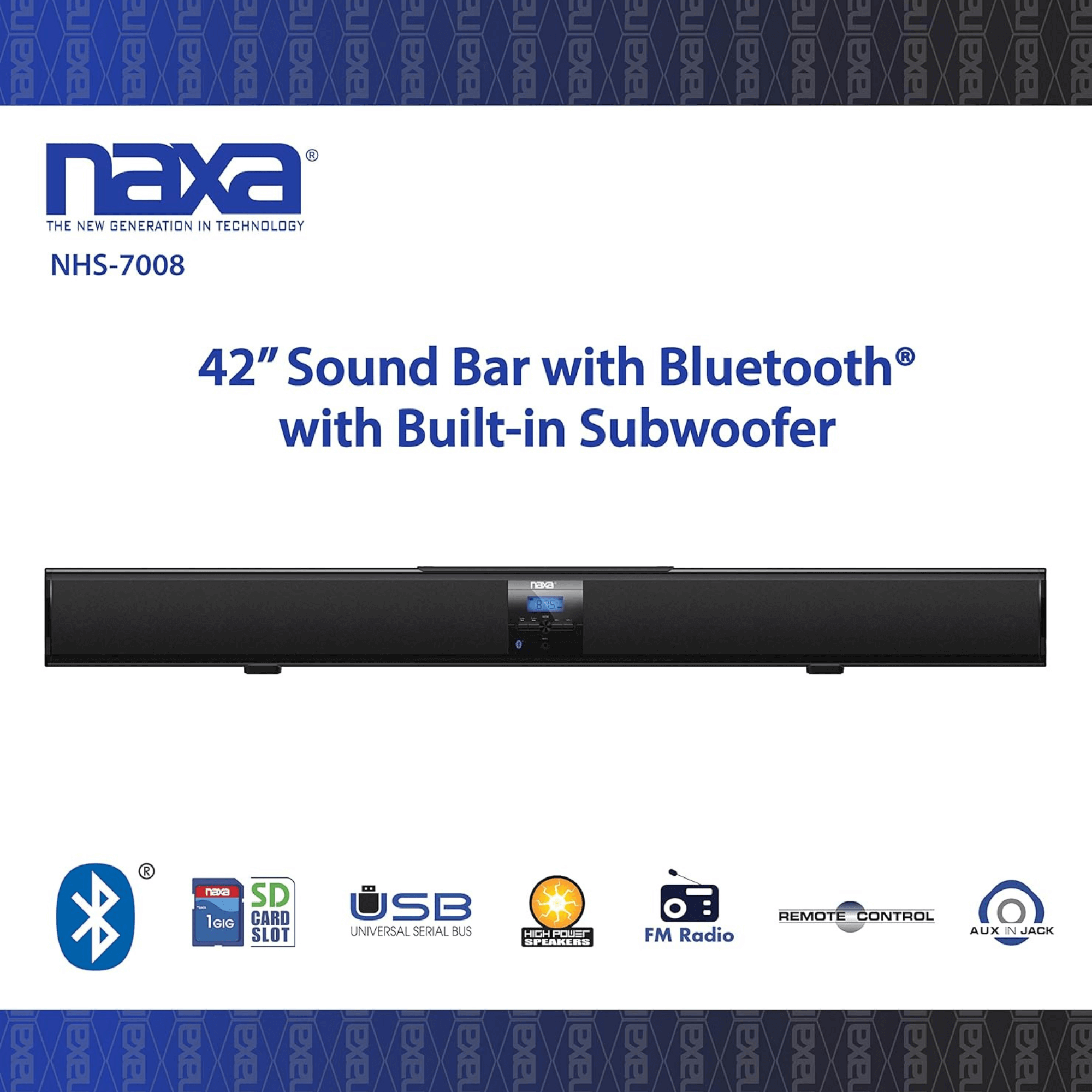 Naxa 42" BT Sound Bar with Built-in Subwoofer - Refurbished Jupiter Gear Home