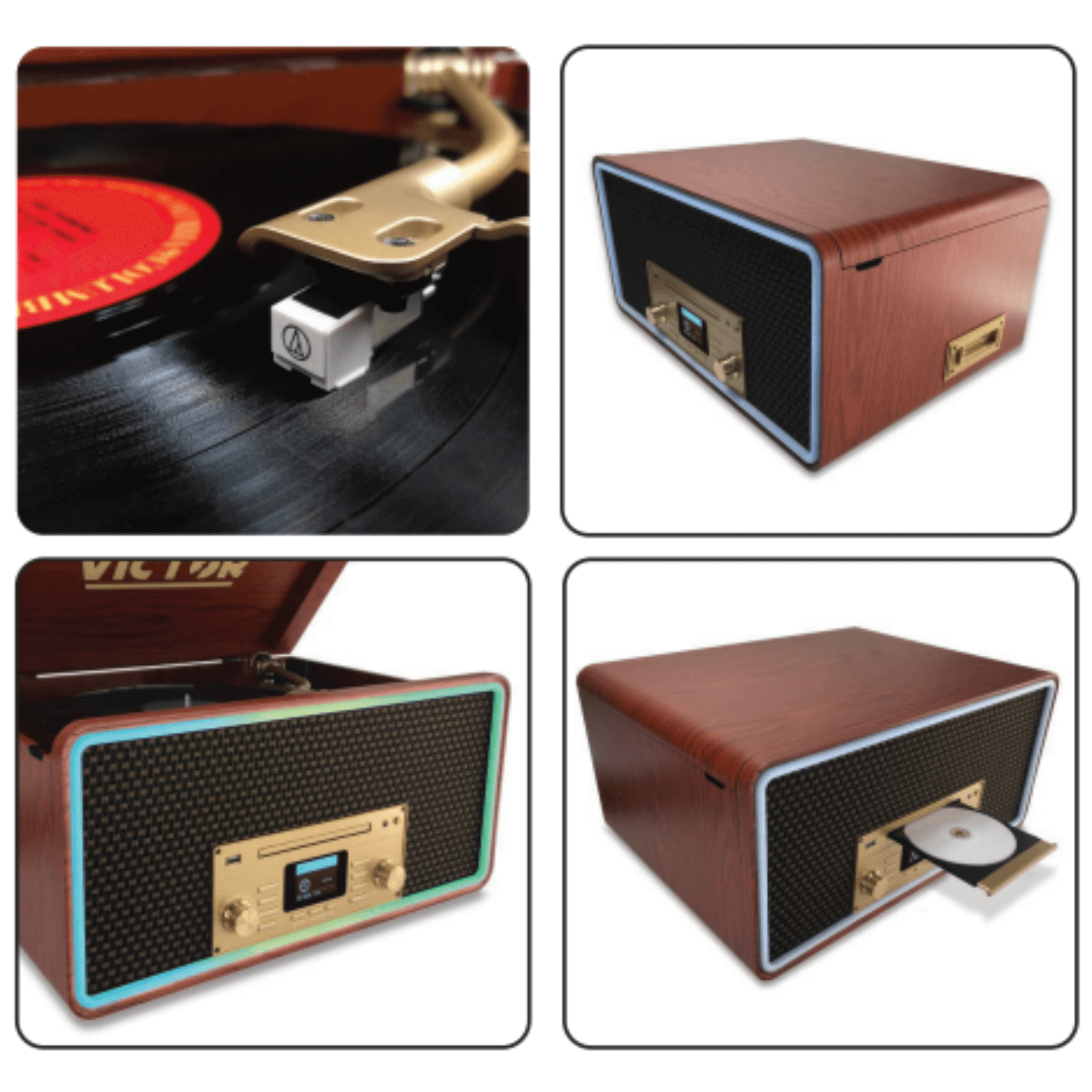 Victor Fremont 8-in-1 Wood Music Center - Refurbished Jupiter Gear Home