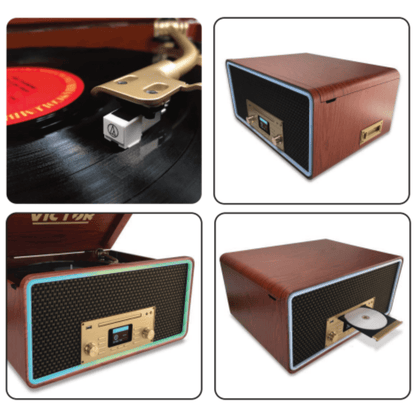 Victor Fremont 8-in-1 Wood Music Center - Refurbished Jupiter Gear Home