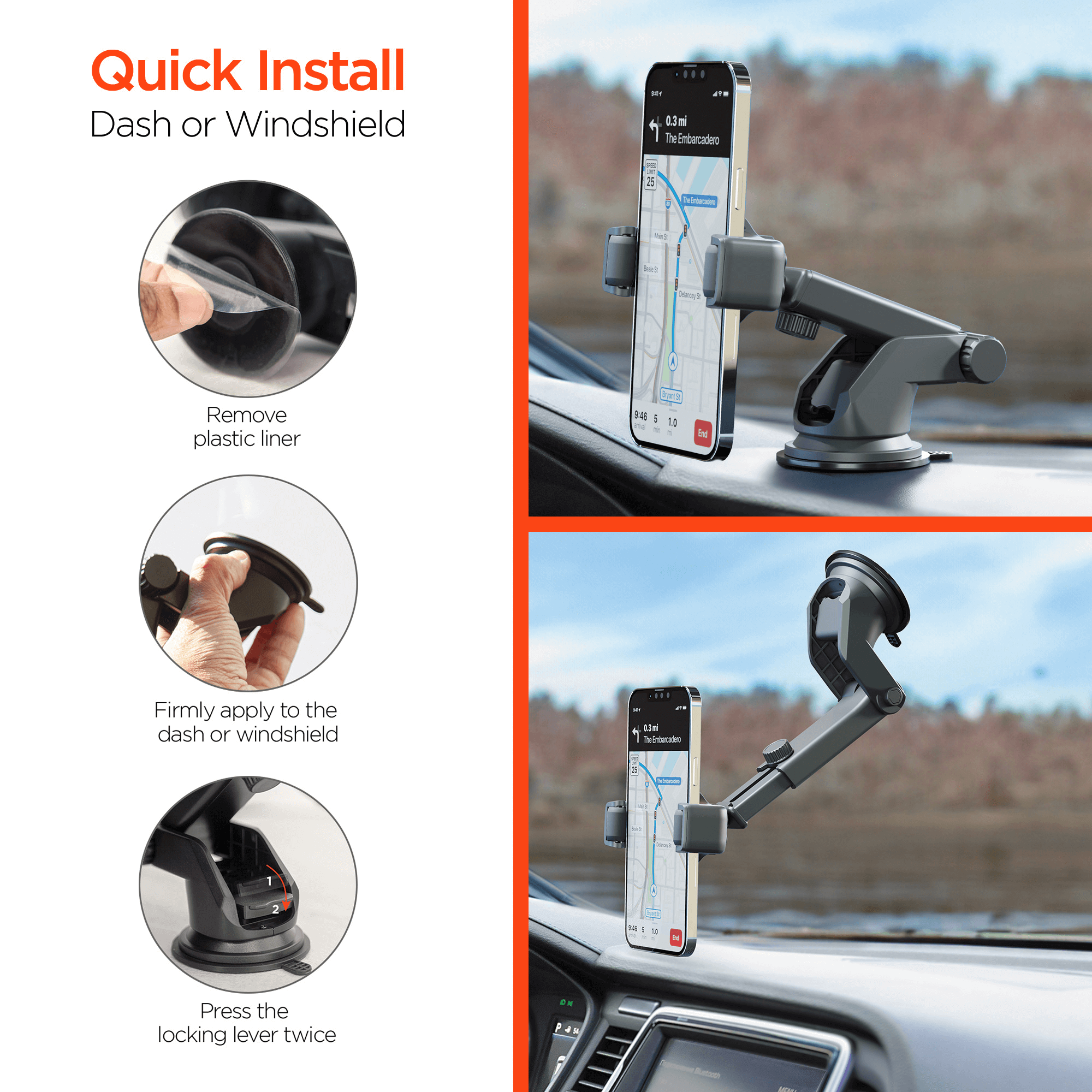 HyperGear Roller Grip Phone Mount Kit Jupiter Gear Home