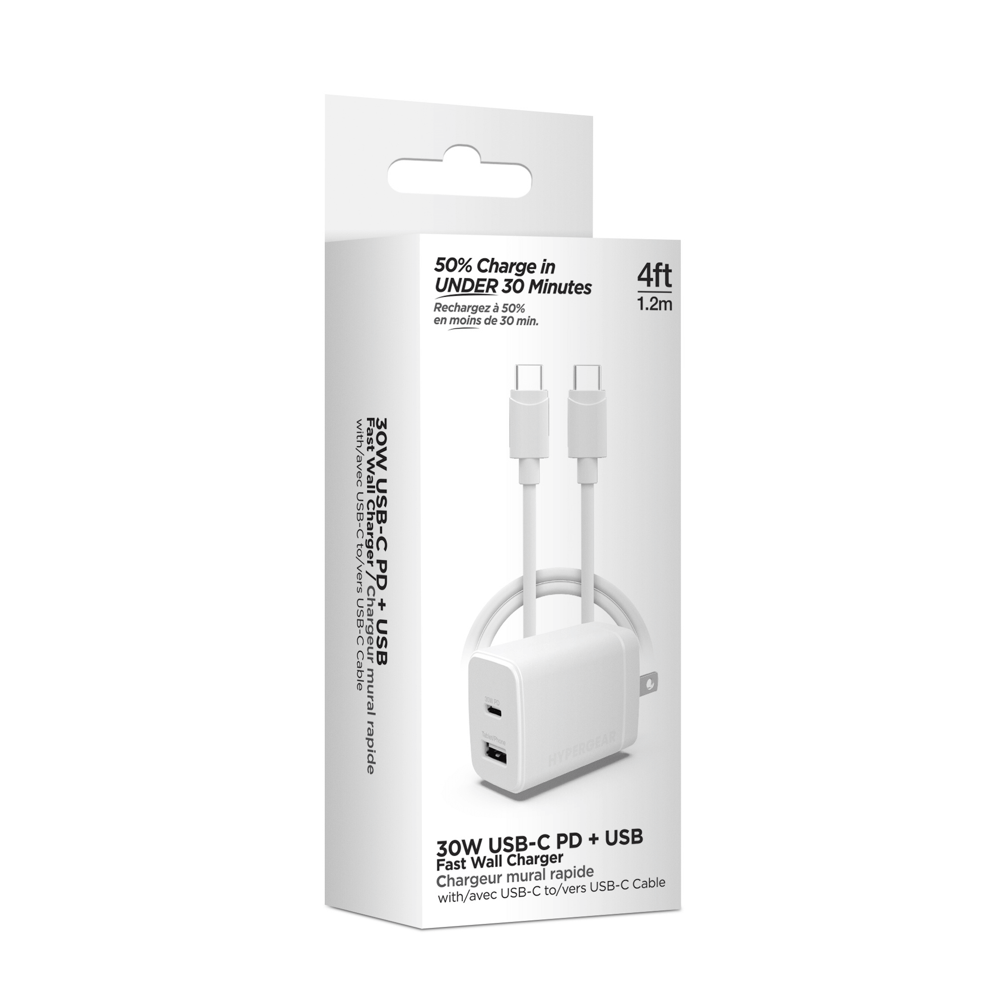 HyperGear 30W PD Dual Wall Charger + USB-C to USB-C Jupiter Gear Home