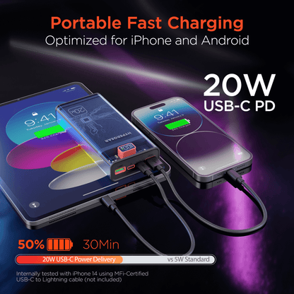 HyperGear ClearCharge XL 20000mAh Transparent PD Power Bank Jupiter Gear Home