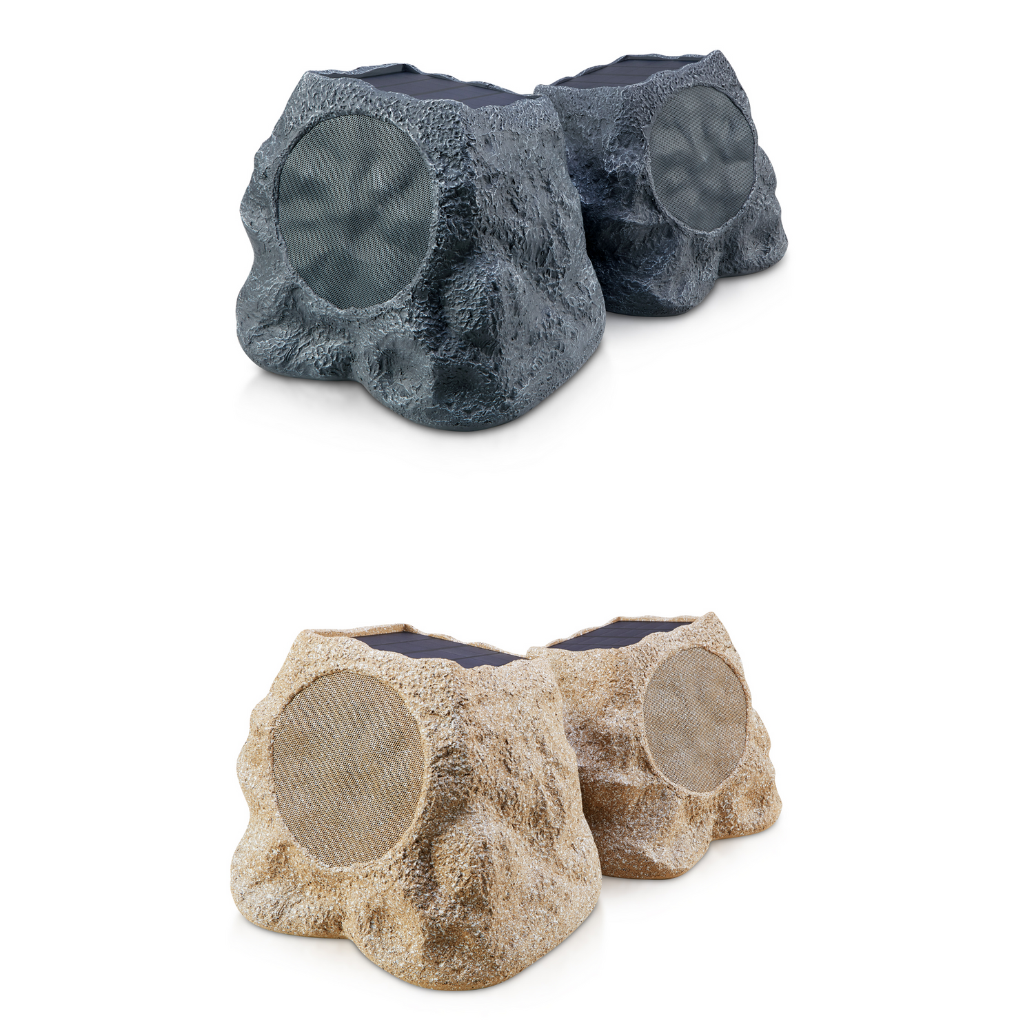 SoundPro 1-Pair Bluetooth Multi-Link Solar Rechargeable Wireless Rock Speakers Jupiter Gear Home