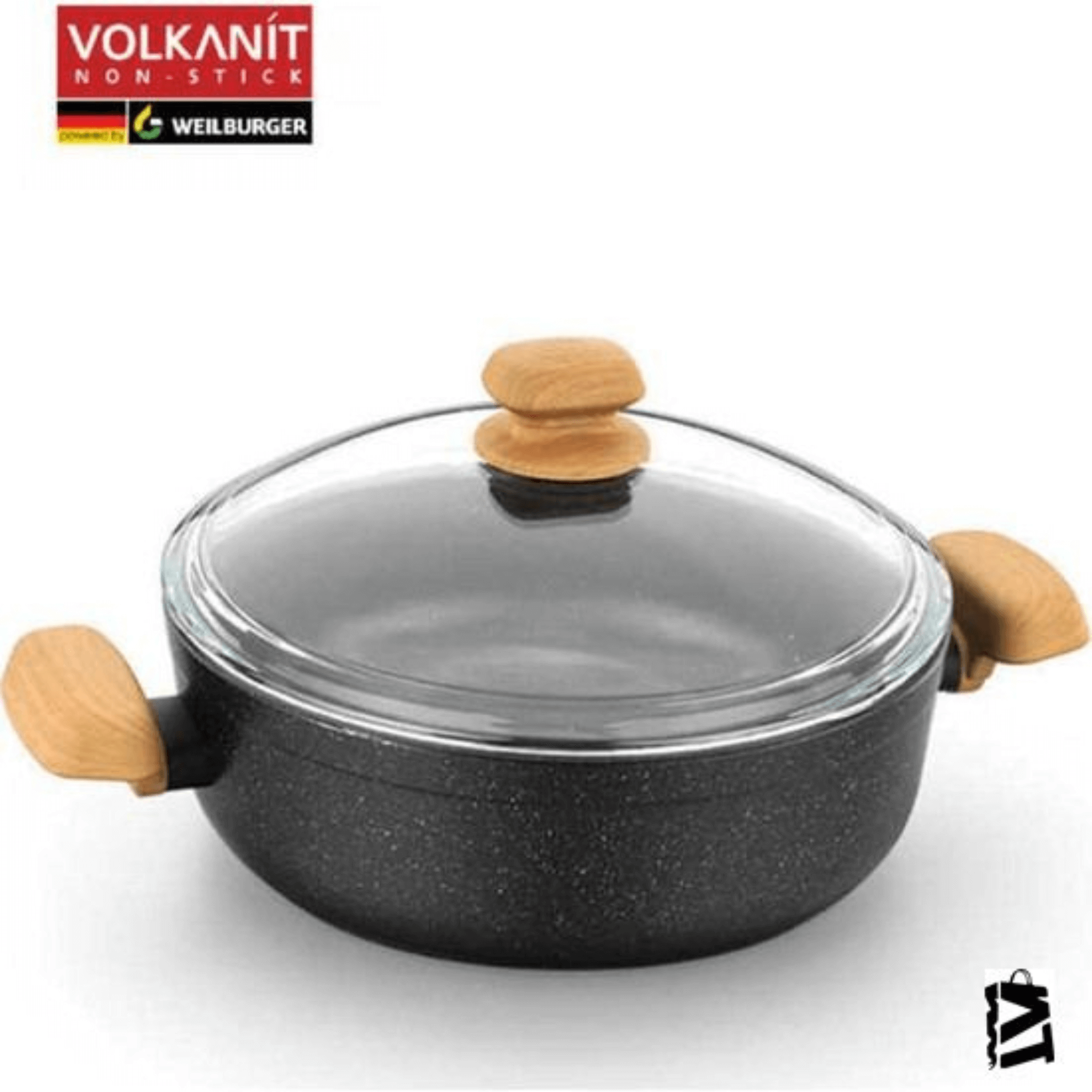Korkmaz Montana 9.5-Inch Non-Stick Low Casserole Dish with Lid Jupiter Gear Home