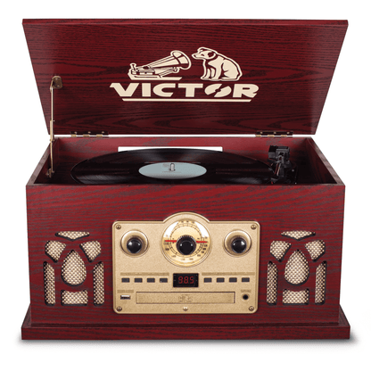 Victor Belmont 8-in-1 Wood Music Center Cherry - Refurbished Jupiter Gear Home