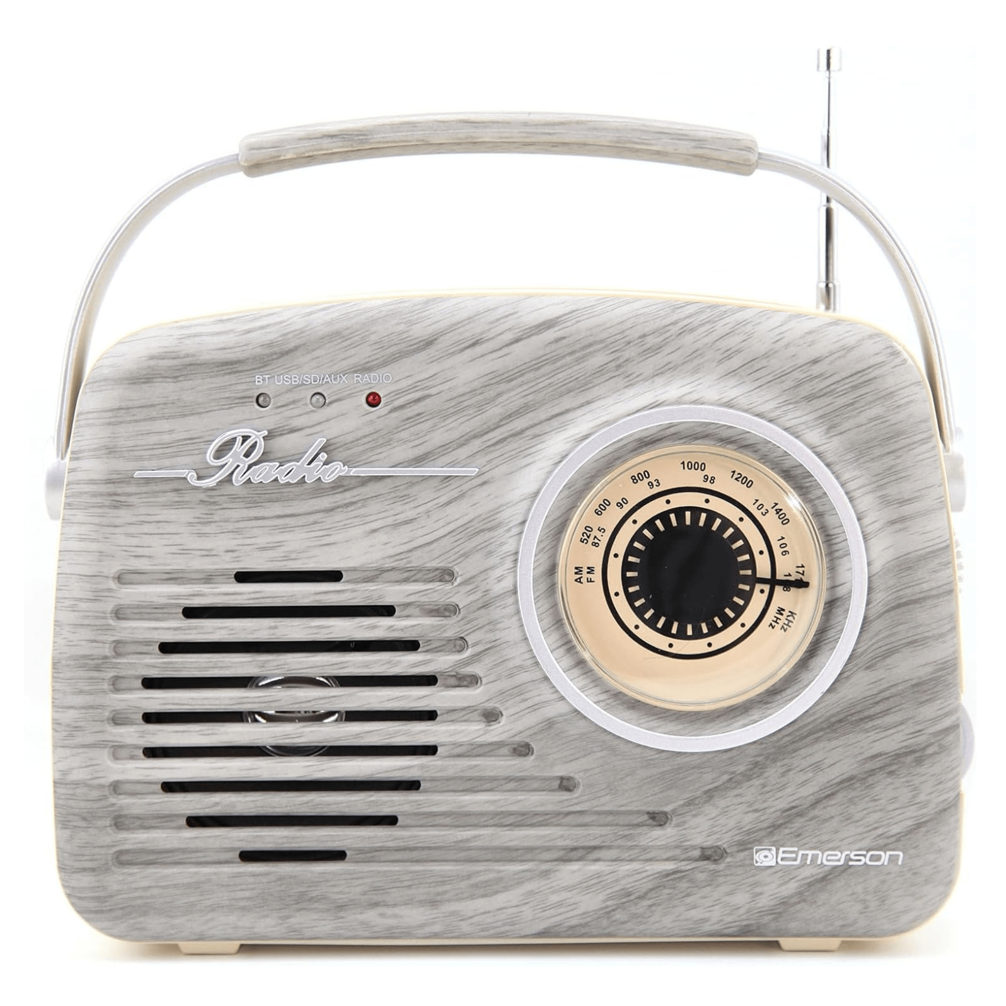 Emerson Portable Retro Radio with Built-In Rechargeable Battery and Memory Set Jupiter Gear Home