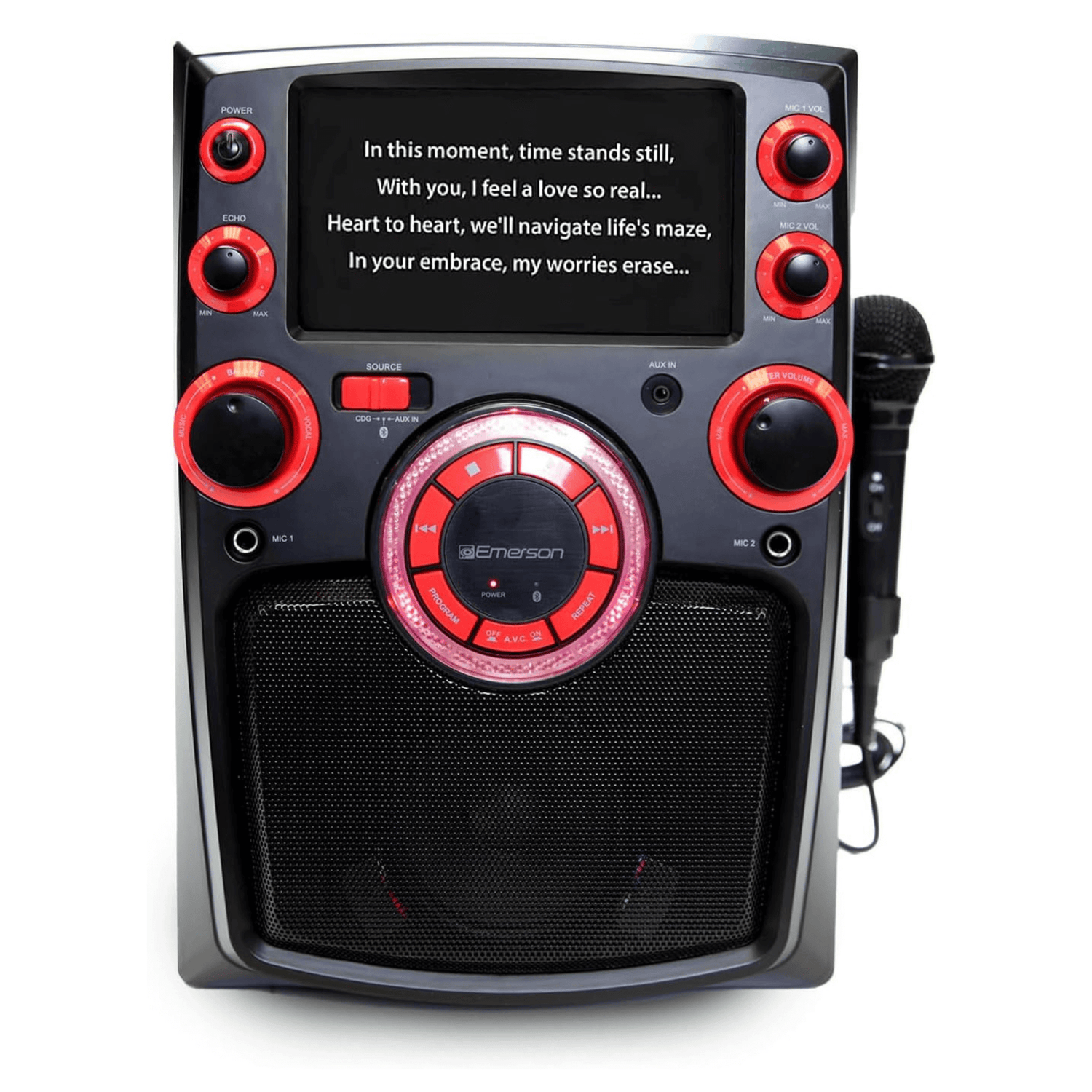 Emerson Portable Bluetooth Karaoke System with 7" LCD Display and Mic Input Jupiter Gear Home