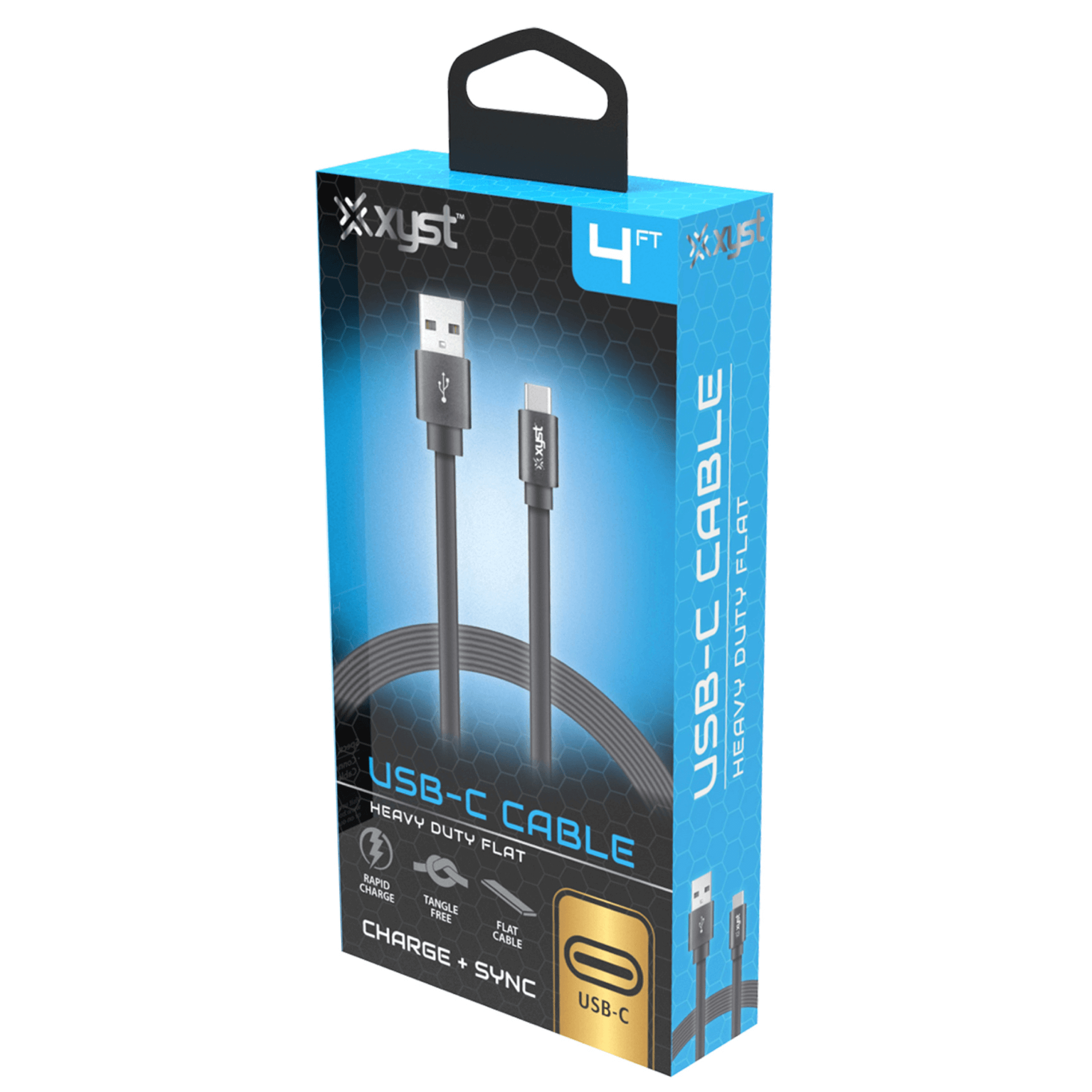 Xyst Charge and Sync USB to USB-C Flat Cable 4Ft Jupiter Gear Home
