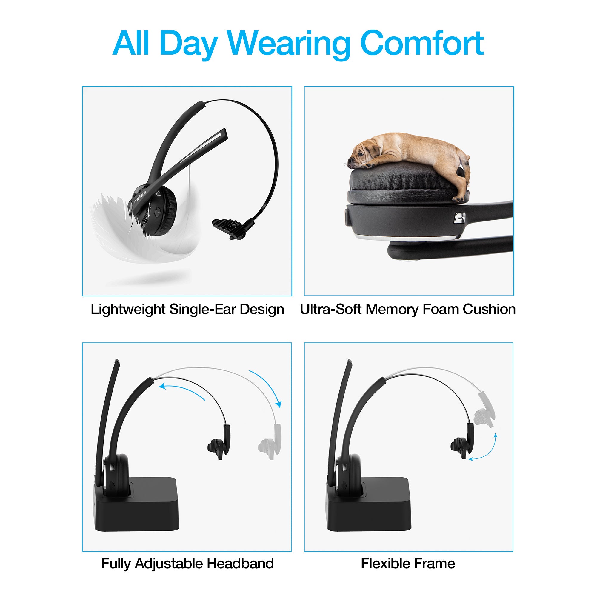 Naztech N980 BT Over-the-Head Headset w Base Jupiter Gear Home