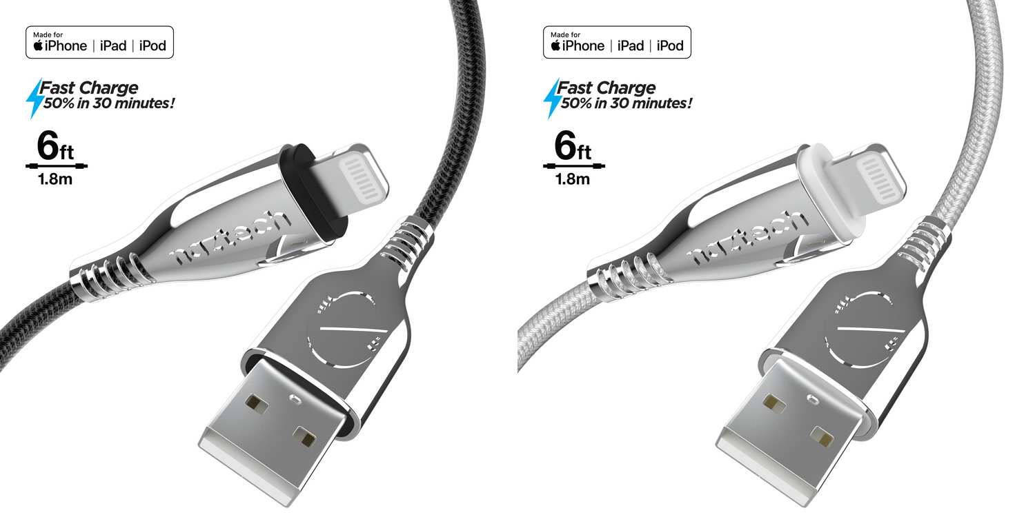 Naztech Titanium USB to MFi Lightning Braided Cable 6ft Jupiter Gear Home