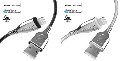 Naztech Titanium USB to MFi Lightning Braided Cable 6ft Jupiter Gear Home