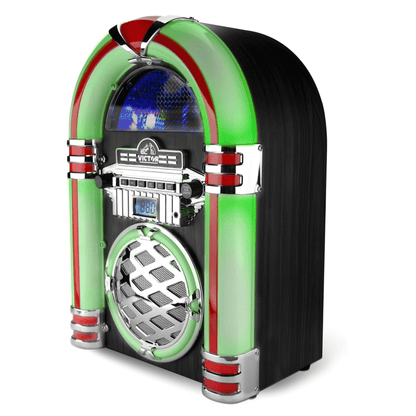 Victor Wilshire Bluetooth Jukebox with Multicolor LED Lighting and FM Radio Jupiter Gear Home