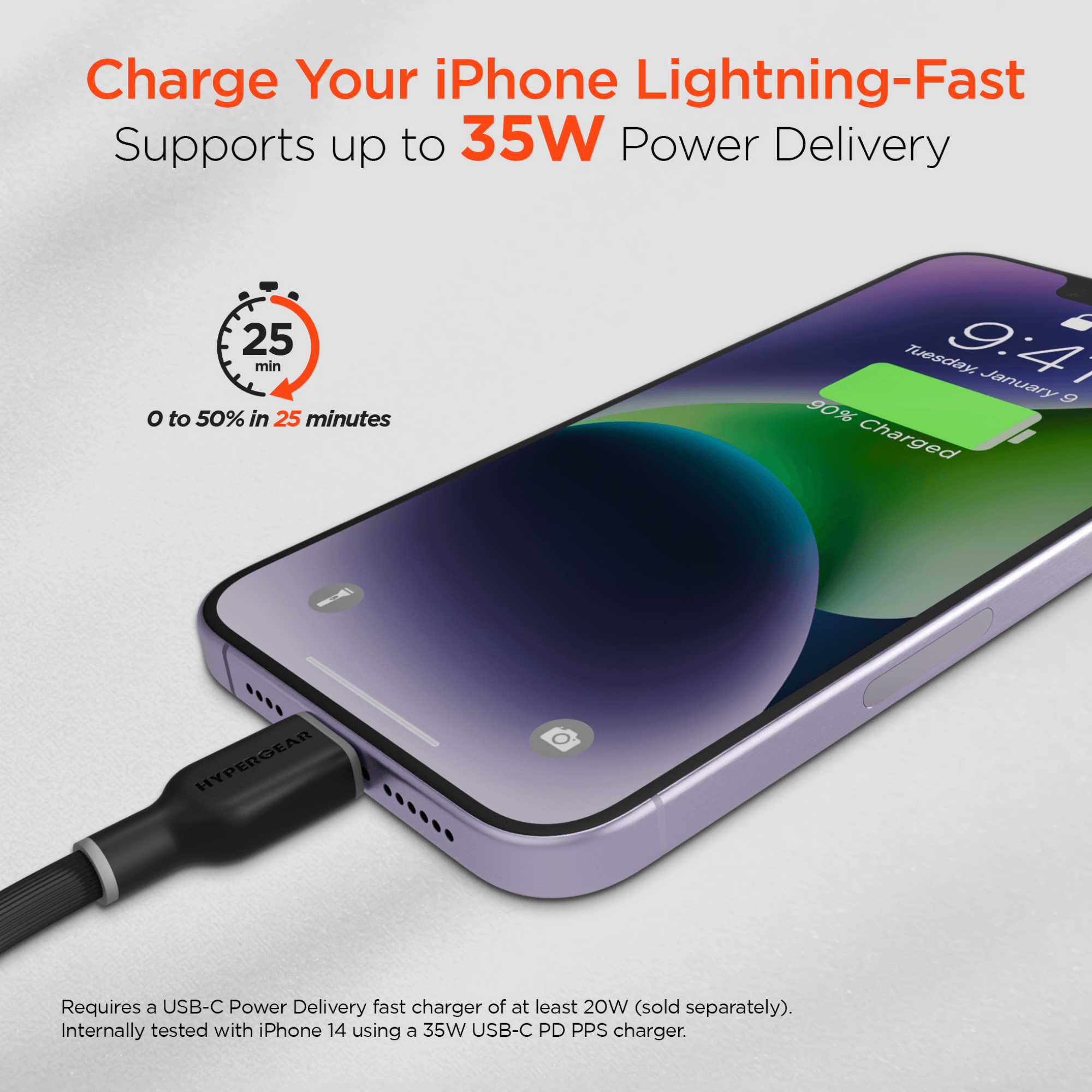 HyperGear Flexi PRO USB-C to Lightning Cable 10ft Jupiter Gear Home