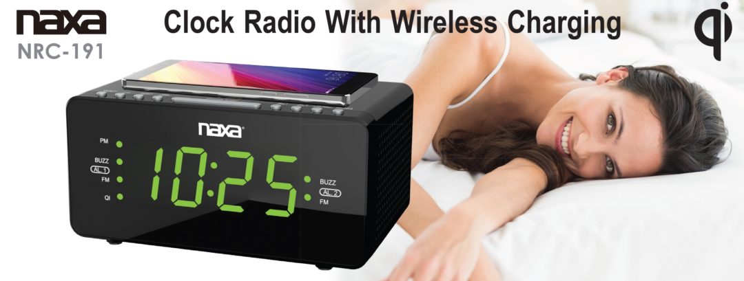 Naxa Dual Alarm Clock with Qi Wireless Charging Function (NRC-191) Jupiter Gear Home