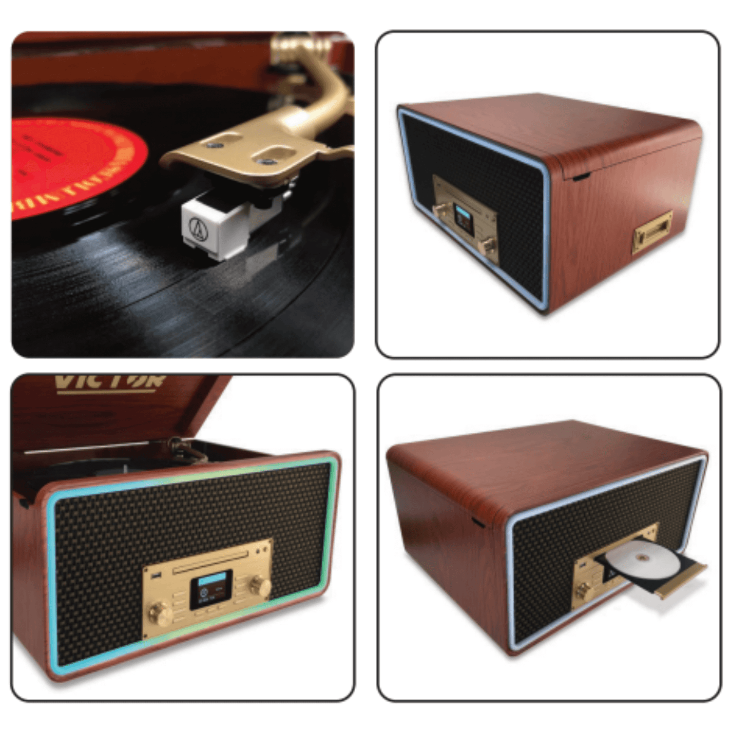 Victor Fremont 8-in-1 Wood Music Center Jupiter Gear Home