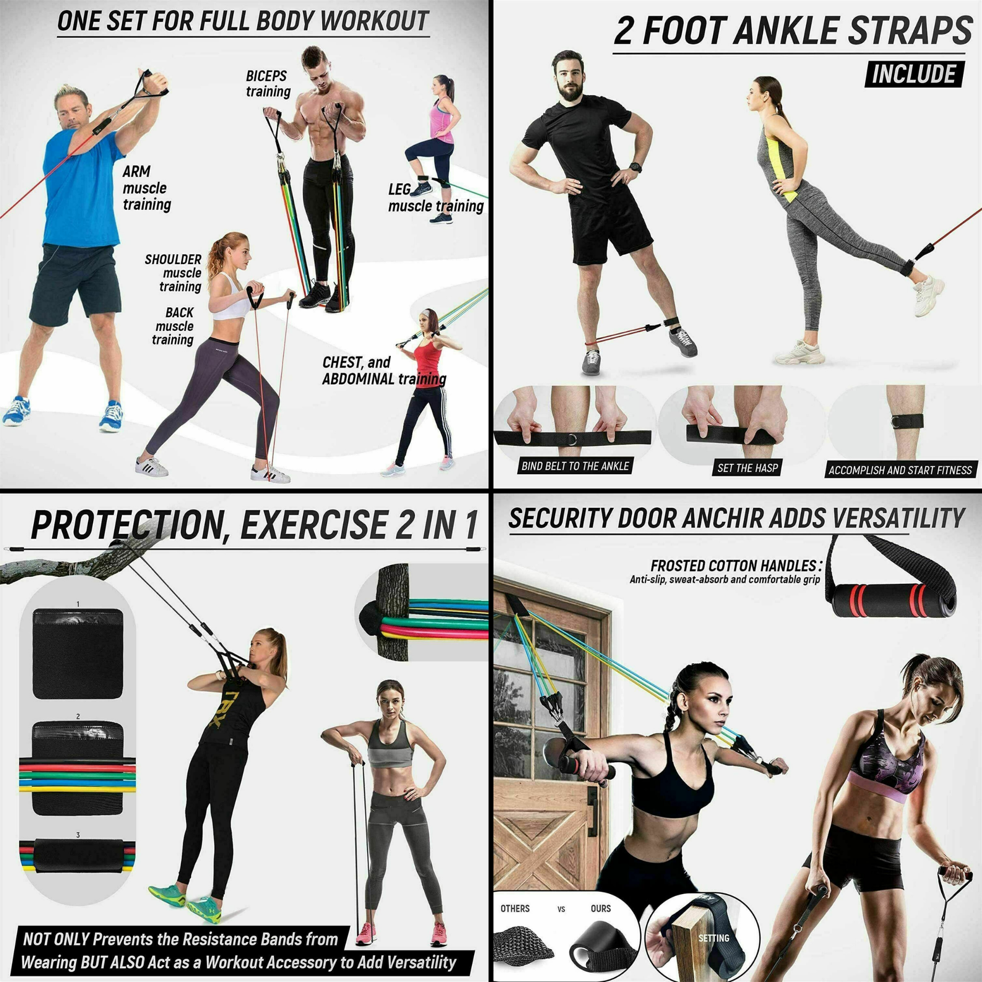 JupiterGear Intey Resistance Bands Set Exercise Bands with Protective Sleeve - Portable Resistance Bands with Door Anchor, Handles, Legs Ankle Straps - Home Gym Resistance Training [13 Pcs Set] Jupiter Gear Home
