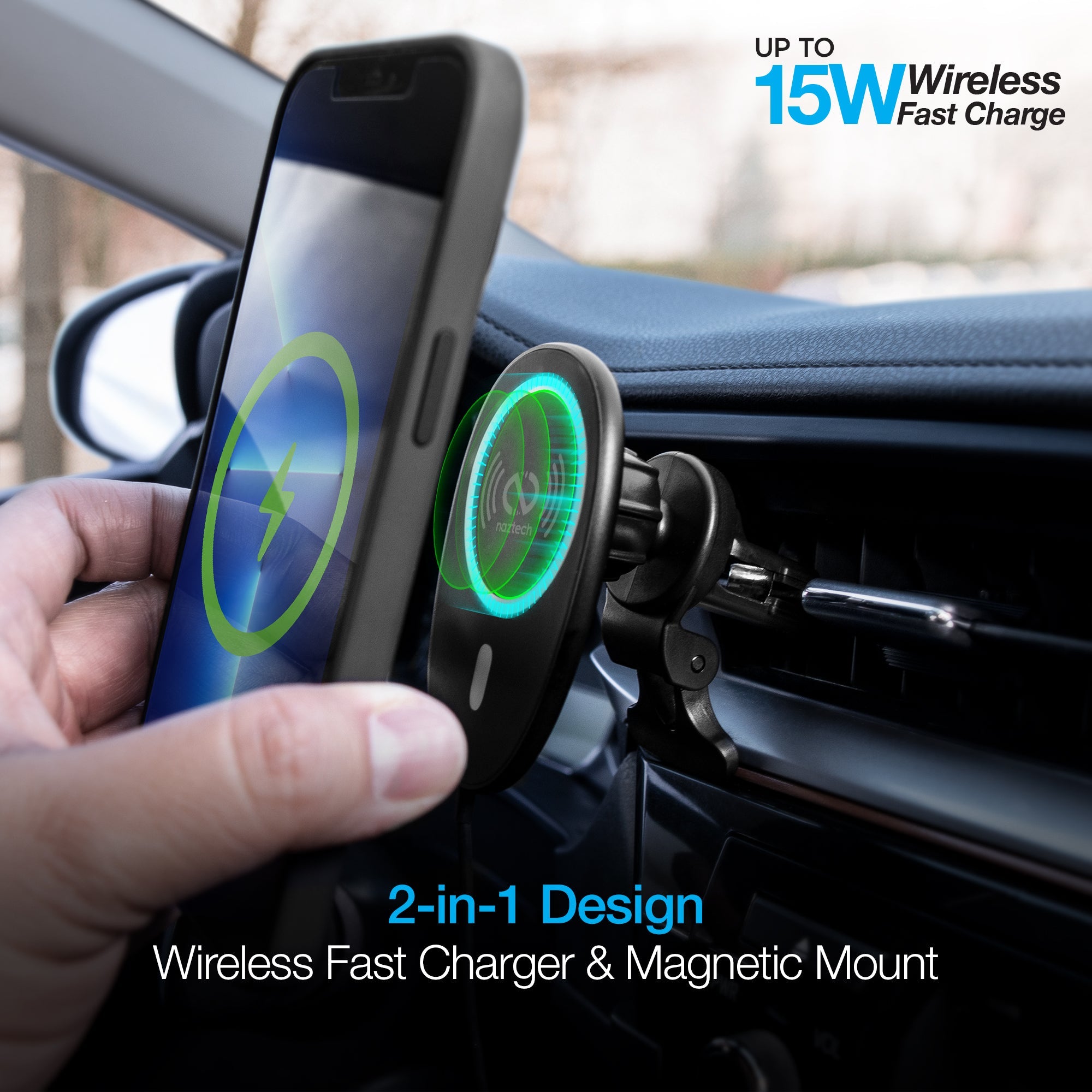 Naztech MagLock 15W Wireless Charging Vent Mount Jupiter Gear Home