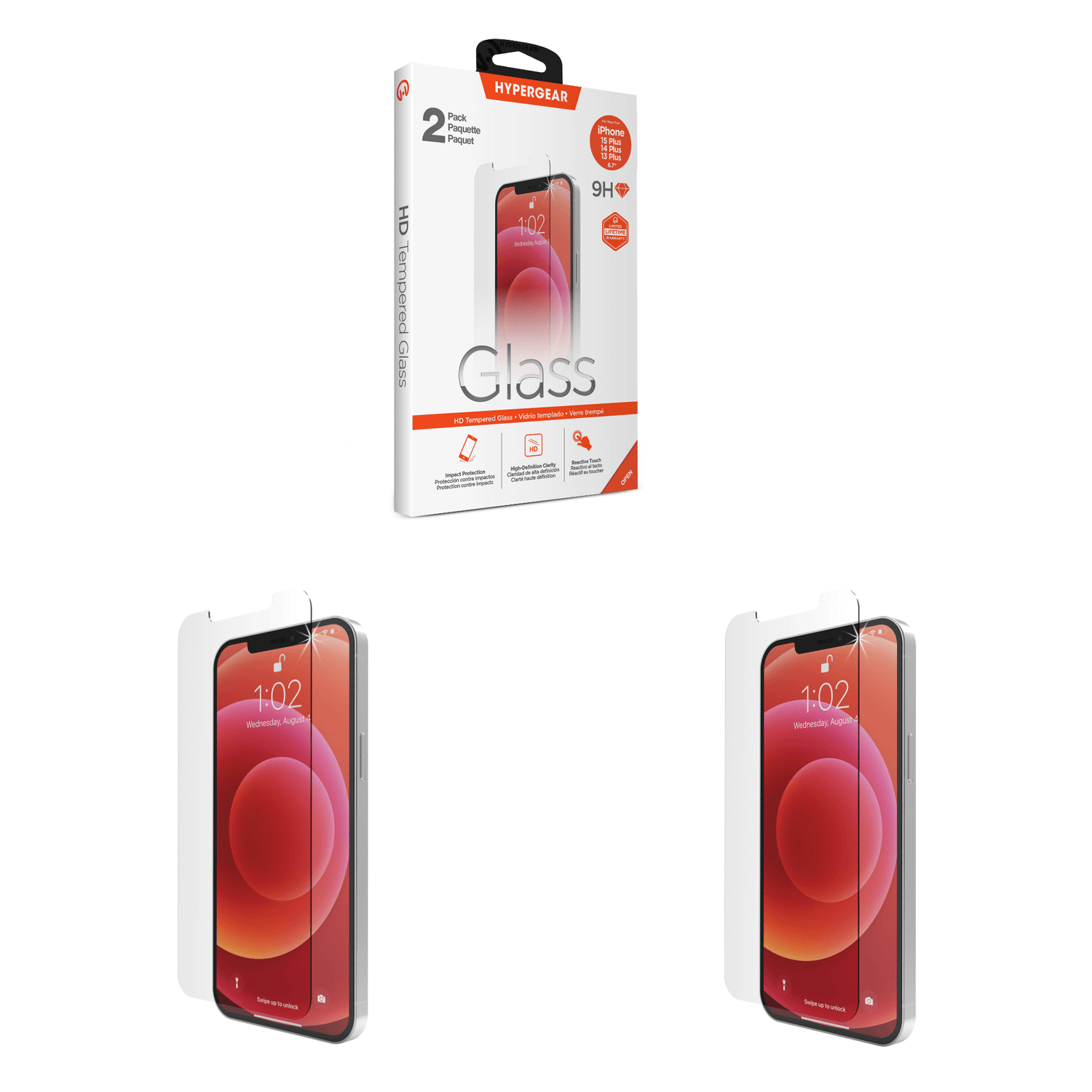 HyperGear 2-Pack HD Tempered Glass for iPhone 15 Plus Jupiter Gear Home