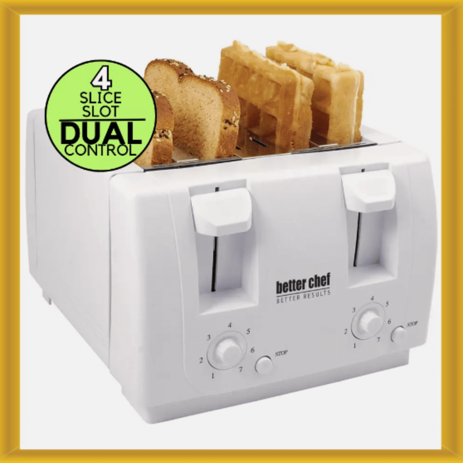 Better Chef Wide Slot 4-Slice Dual Control Toaster - REFURBISHED Jupiter Gear Home