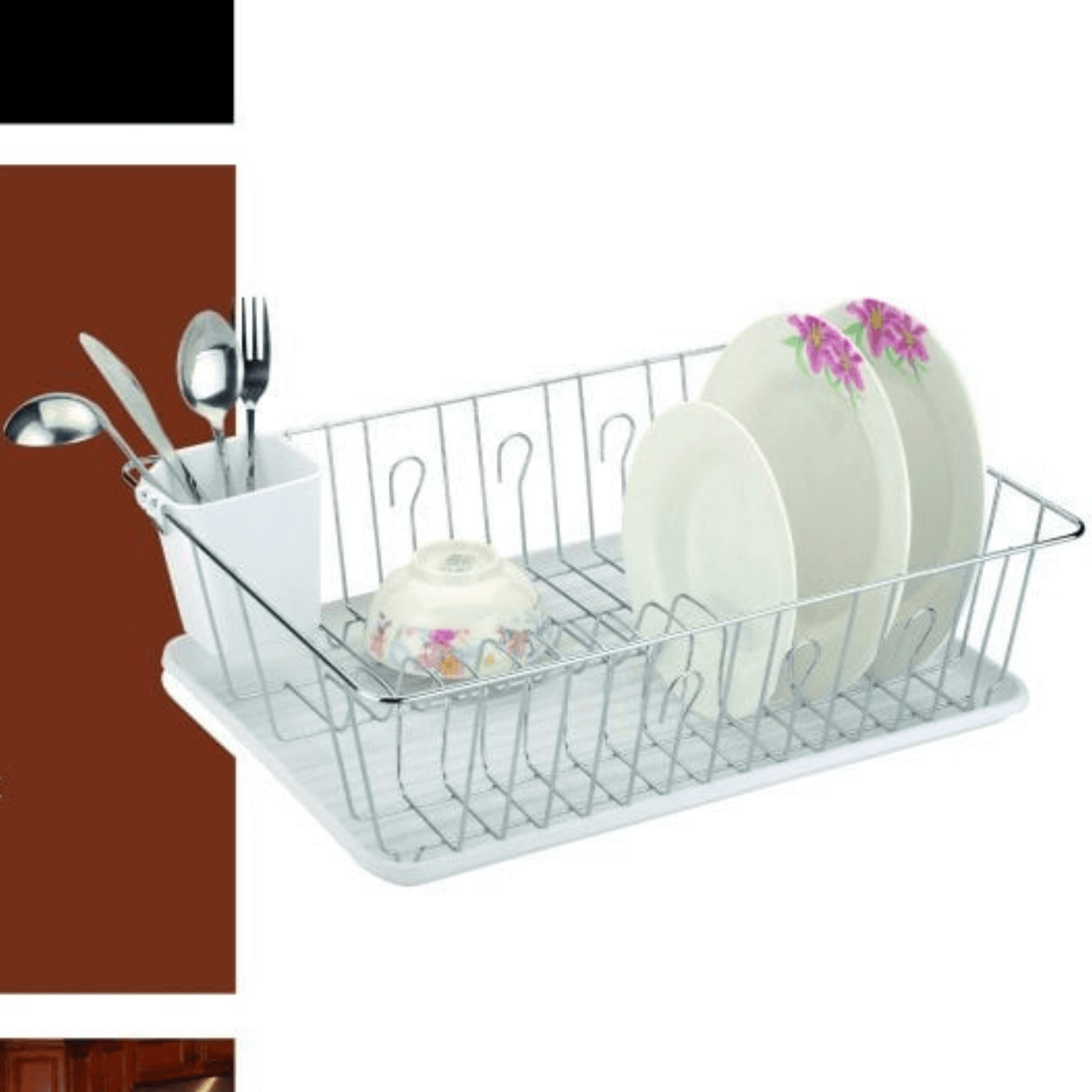 Better Chef 16" Chrome-Plated Metal Dish Rack with Drain Tray Jupiter Gear Home