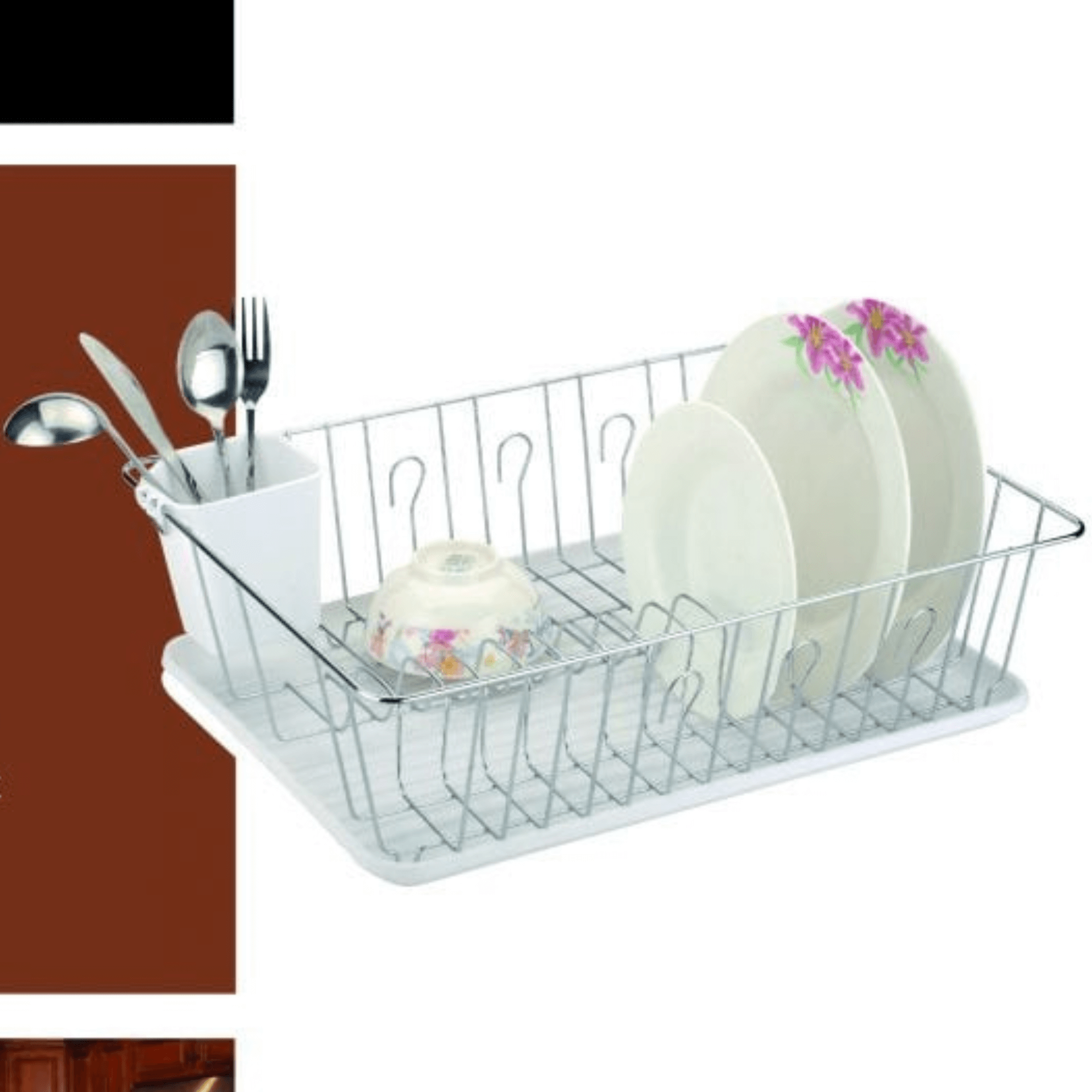 Better Chef 16" Chrome-Plated Metal Dish Rack with Drain Tray Jupiter Gear Home