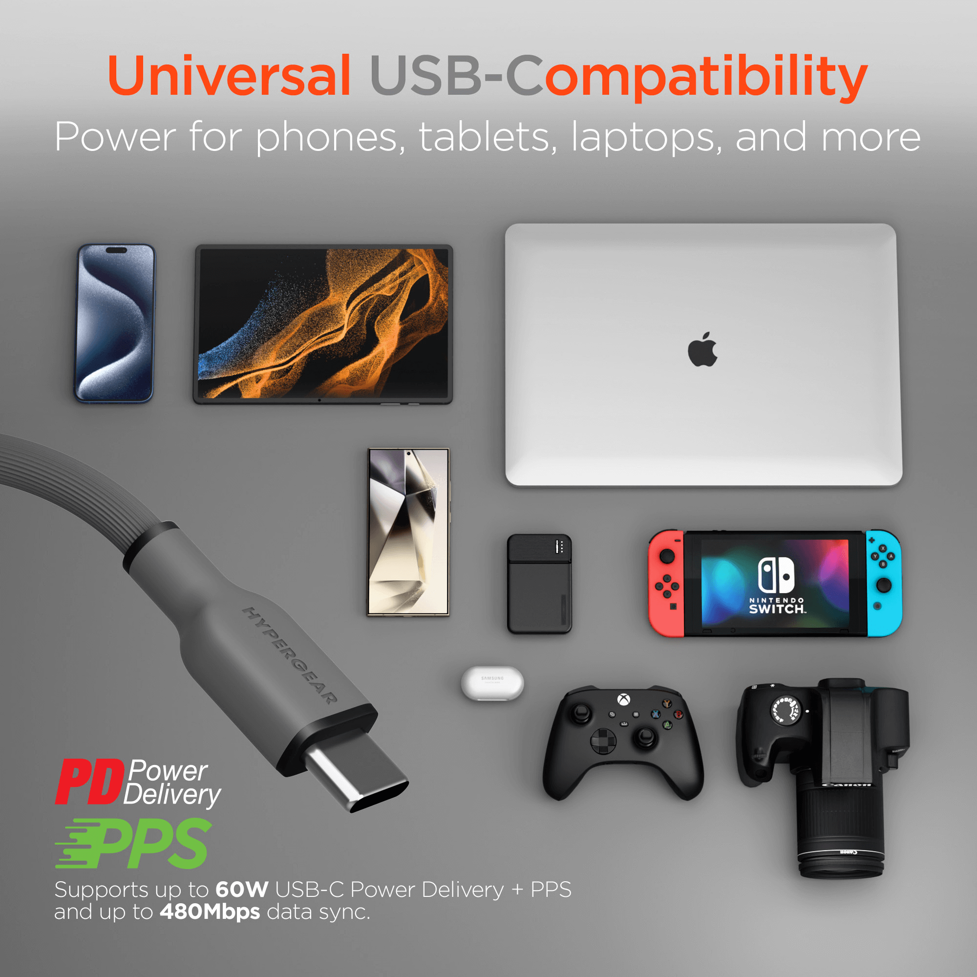 HyperGear Flexi PRO USB-C to USB-C Cable 4ft Jupiter Gear Home