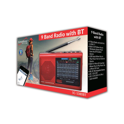 Supersonic 9 Band Radio With Bluetooth Jupiter Gear Home