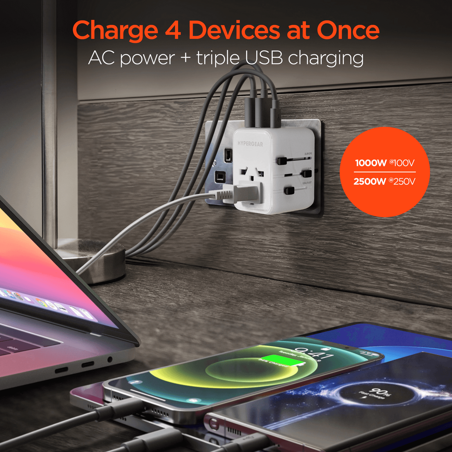 HyperGear WorldCharge Universal Travel Adapter with USB-C Jupiter Gear Home