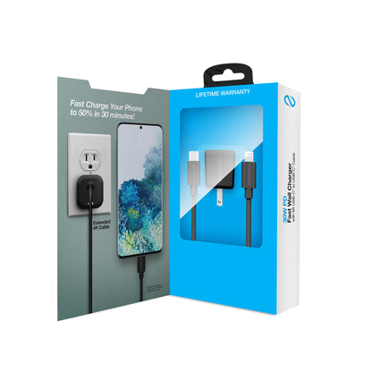 Naztech 30W PD Wall Charger + USB-C to USB-C Cable 6ft for Traveling Jupiter Gear Home