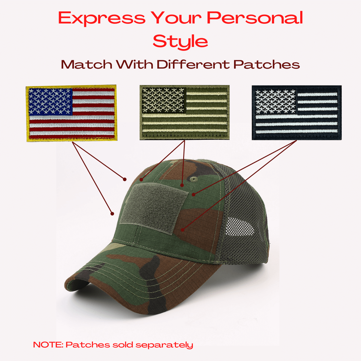 JupiterGear Military-Style Tactical Patch Hat with Adjustable Strap | Breathable &amp; Unisex Jupiter Gear Home