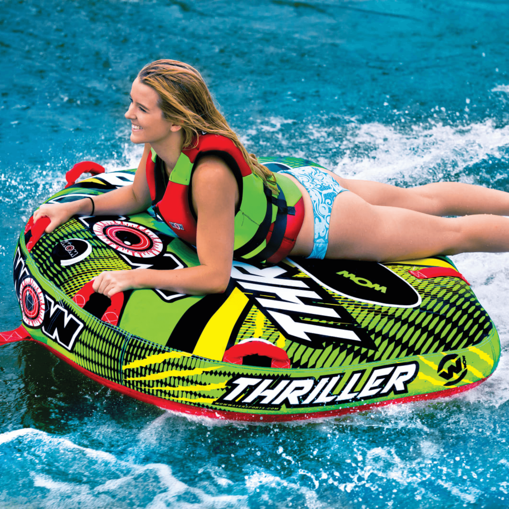WOW Watersports Big Thriller 1 Person Inflatable Towable Deck Tube Jupiter Gear Home