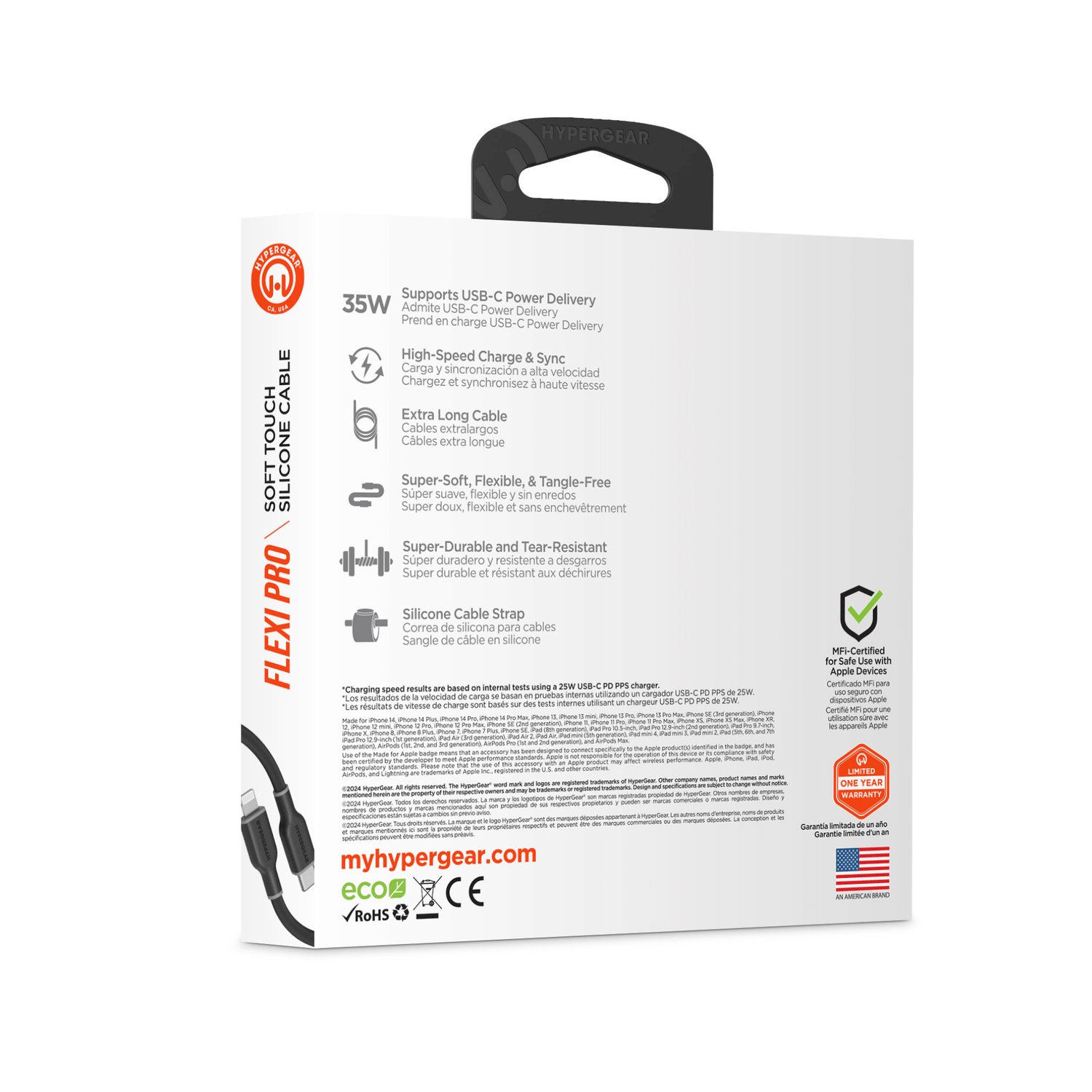 HyperGear Flexi PRO USB-C to Lightning Cable 10ft Jupiter Gear Home