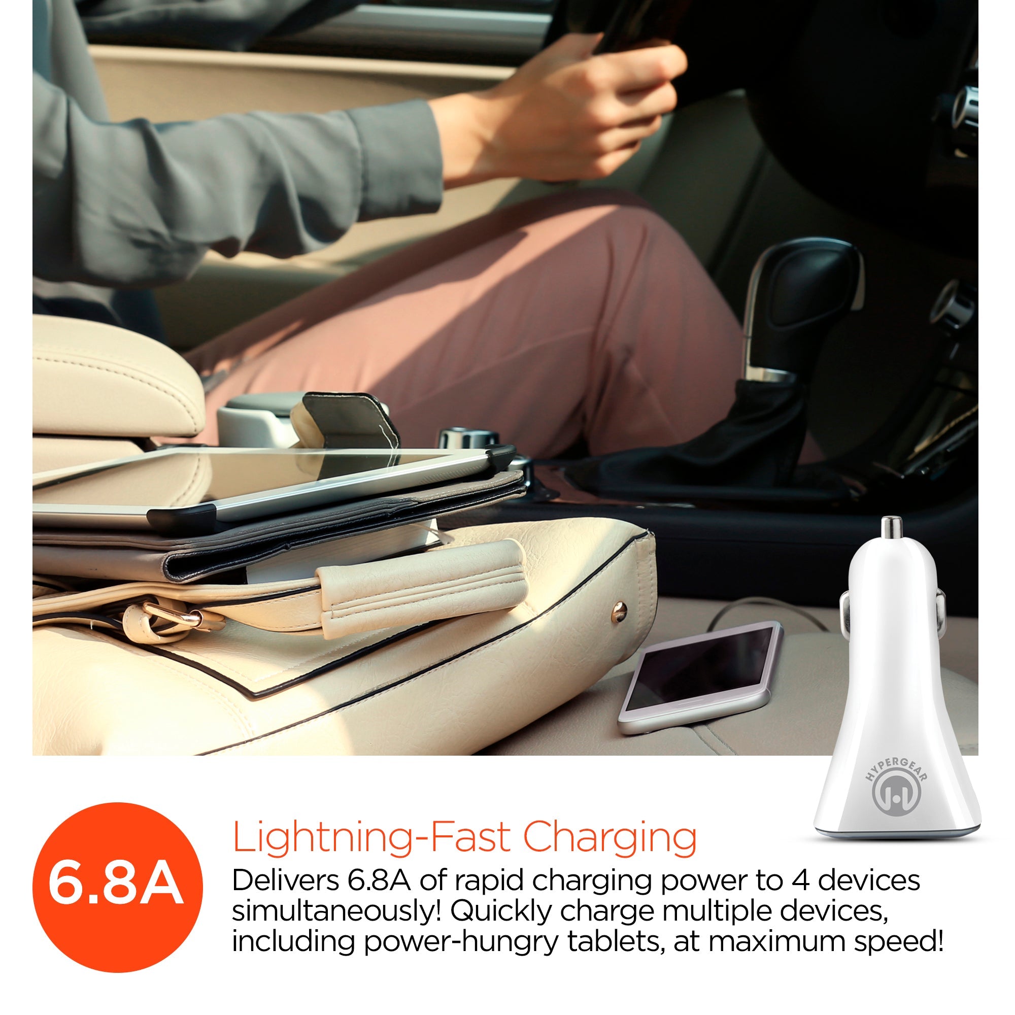 HyperGear Quad USB 6.8A Car Charger Jupiter Gear Home
