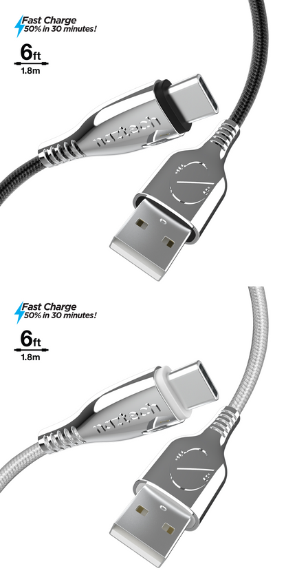 Naztech Titanium USB to USB-C Braided Cable 6ft Jupiter Gear Home