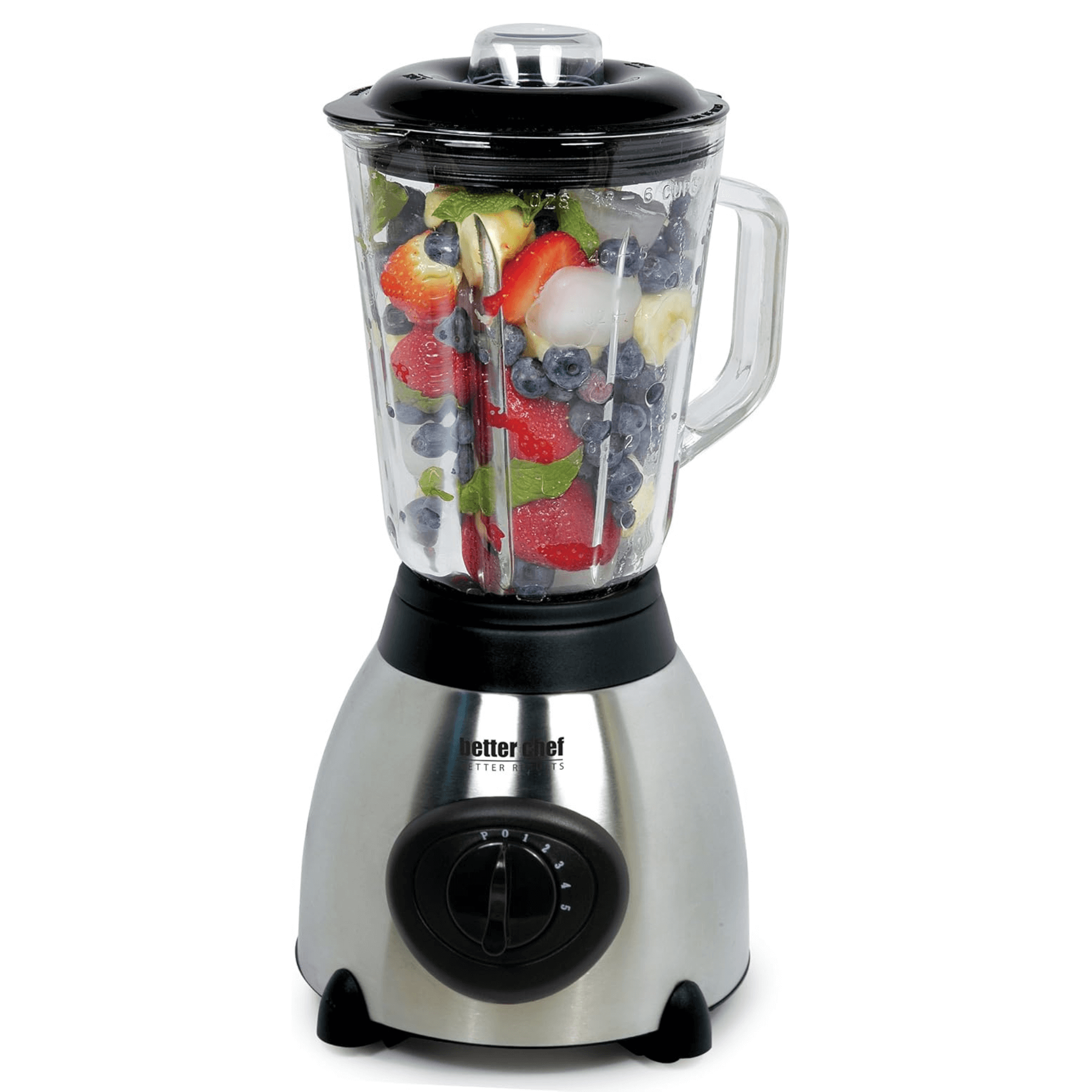 Better Chef 500W 5-Speed Glass Jar Blender with Stainless Steel Base Jupiter Gear Home