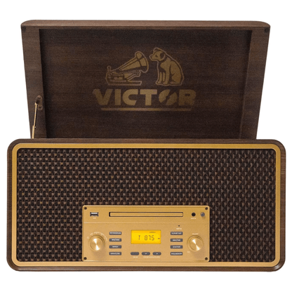 Victor Monument 8-in-1 Wood Music Center Espresso - Refurbished Jupiter Gear Home
