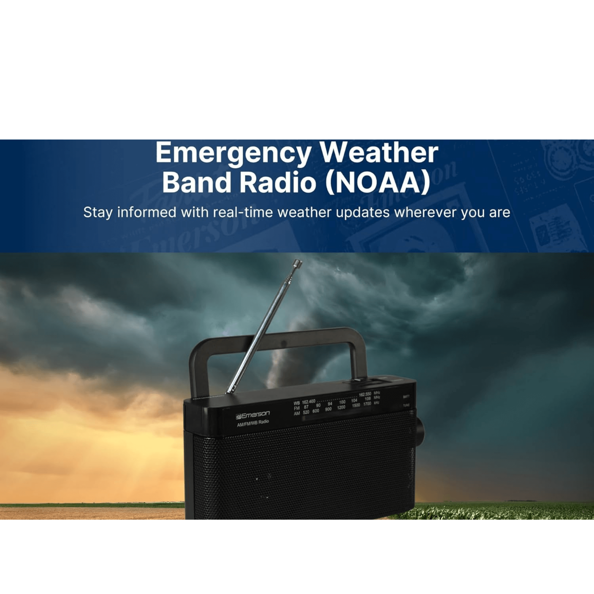 Emerson AM/FM/WB Emergency Radio with Telescopic Antenna Jupiter Gear Home