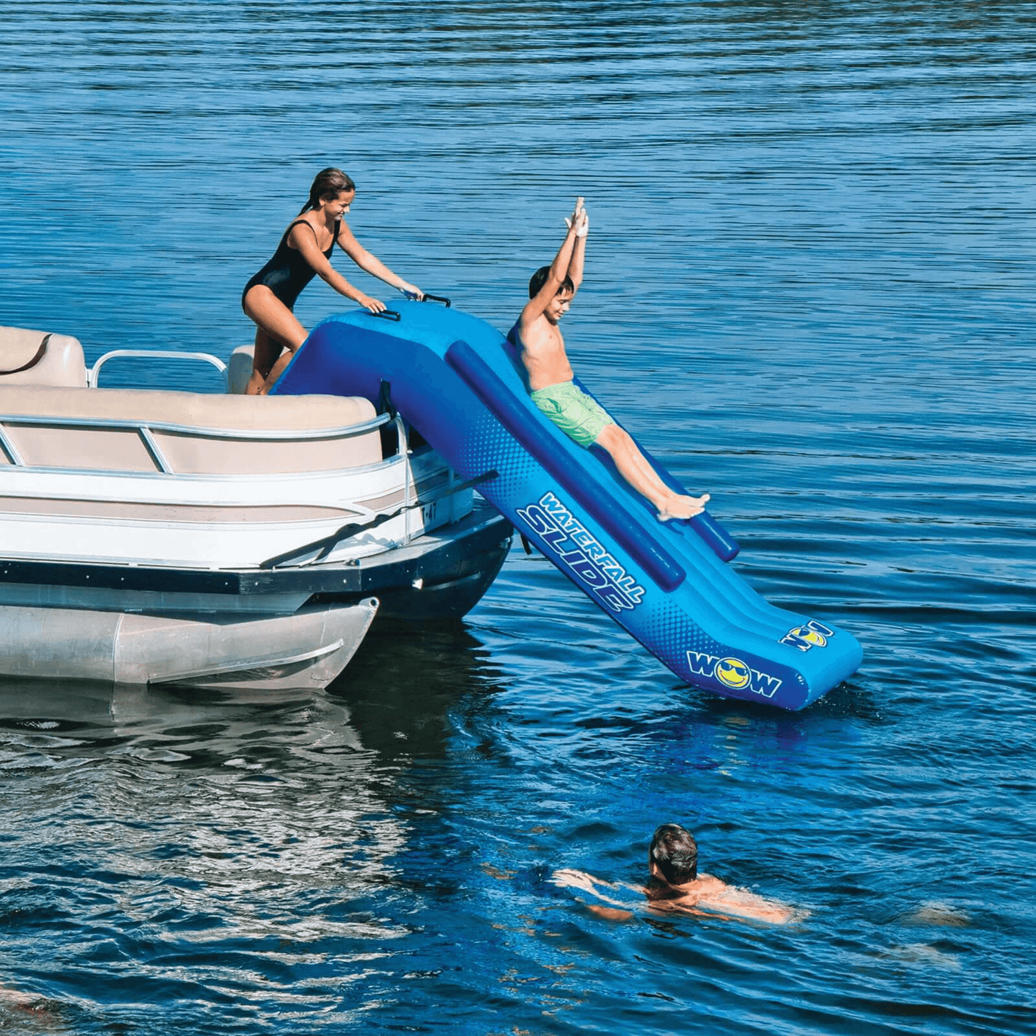 WOW Watersports Pontoon Waterfall Slide with Inflatable Safety Rails Jupiter Gear Home