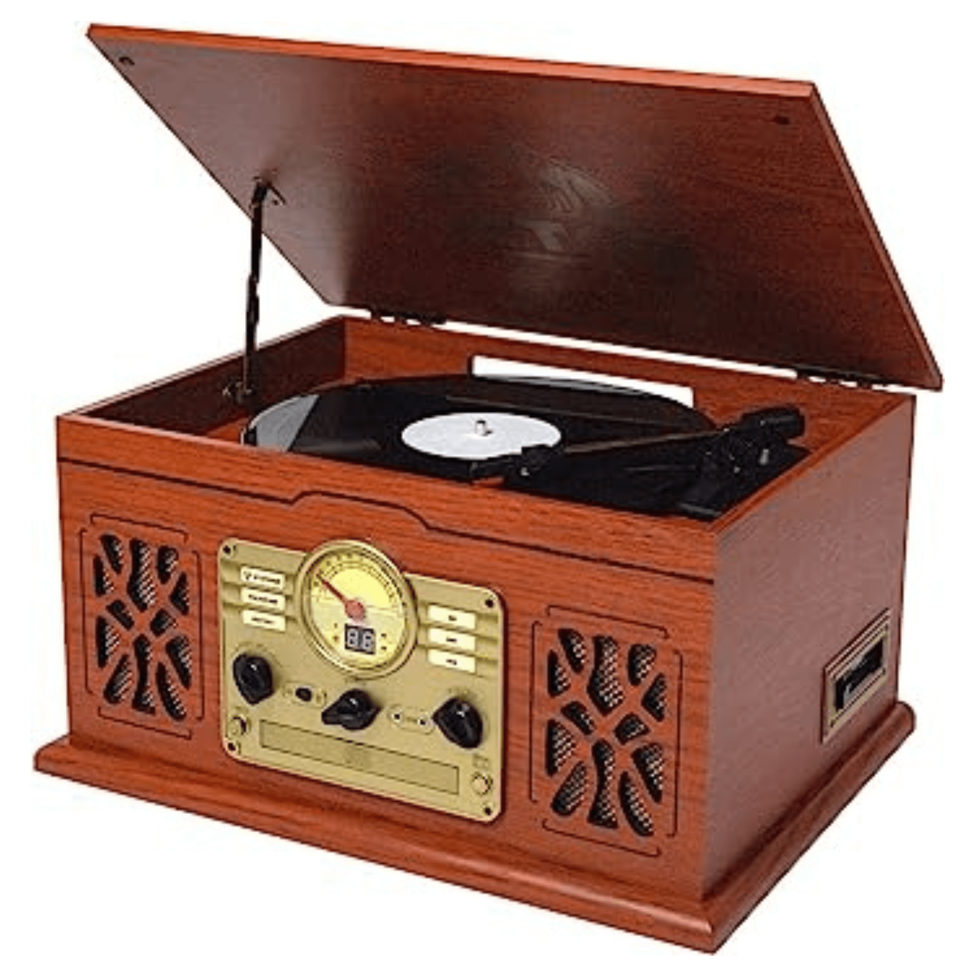 Victor State 7-in-1 Wood Music Center Mahogany - Refurbished Jupiter Gear Home