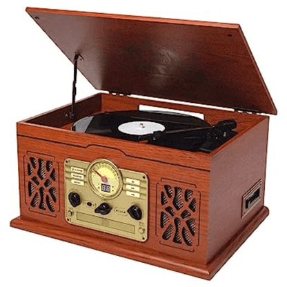 Victor State 7-in-1 Wood Music Center Mahogany - Refurbished Jupiter Gear Home